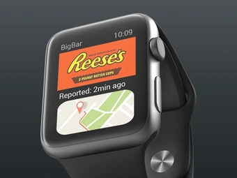 close up of smartwatch with candybar and map on screen
